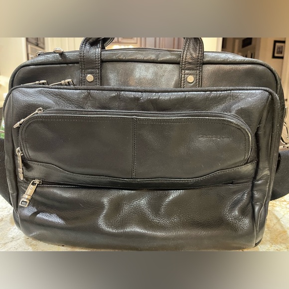 Samsonite Bags Mens Samsonite Leather Laptop Bag Black Poshmark